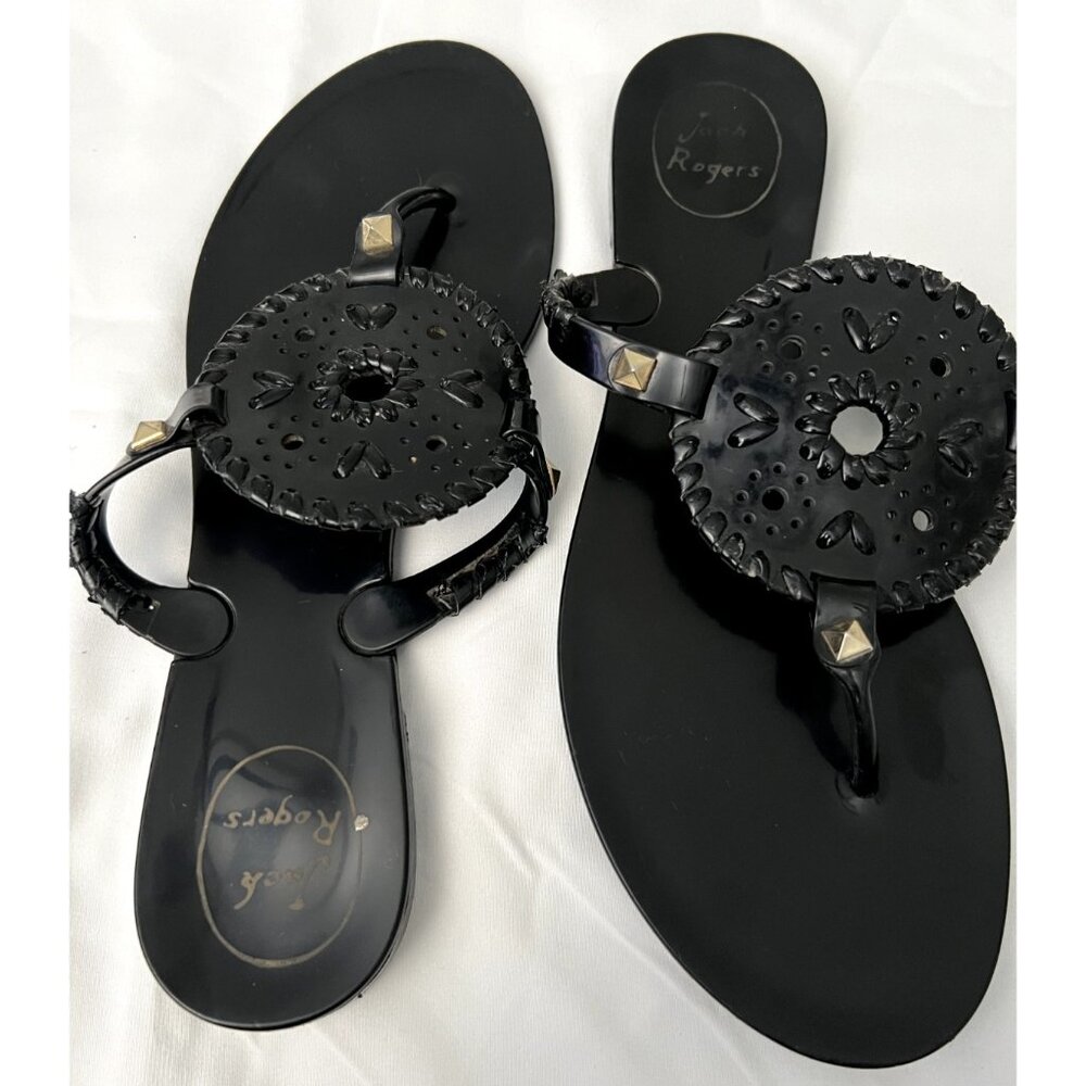 Jack Rogers Georgica Jelly Flip Flop Thong Sandals Womens Sz 8 Black